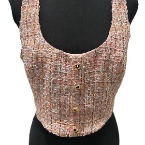 Women's Multicolor Tweed Crop Top